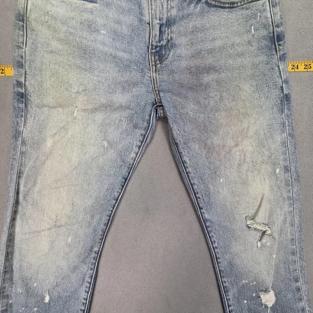 Levis Premium 502 Jeans Mens Selvedge Light Wash‎ Blue Paint Splatter Fits 31x30